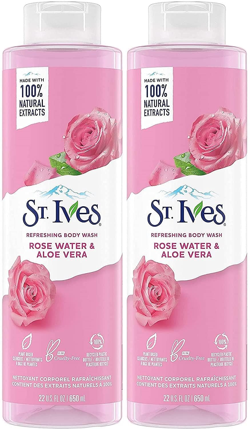 St. Ives Rose Water & Aloe Vera bottle for refreshing, hydrating cleansing.