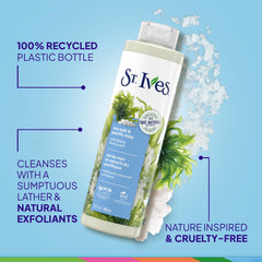 St. Ives Sea Salt & Pacific Kelp exfoliating lather demonstrates refreshing cleansing.