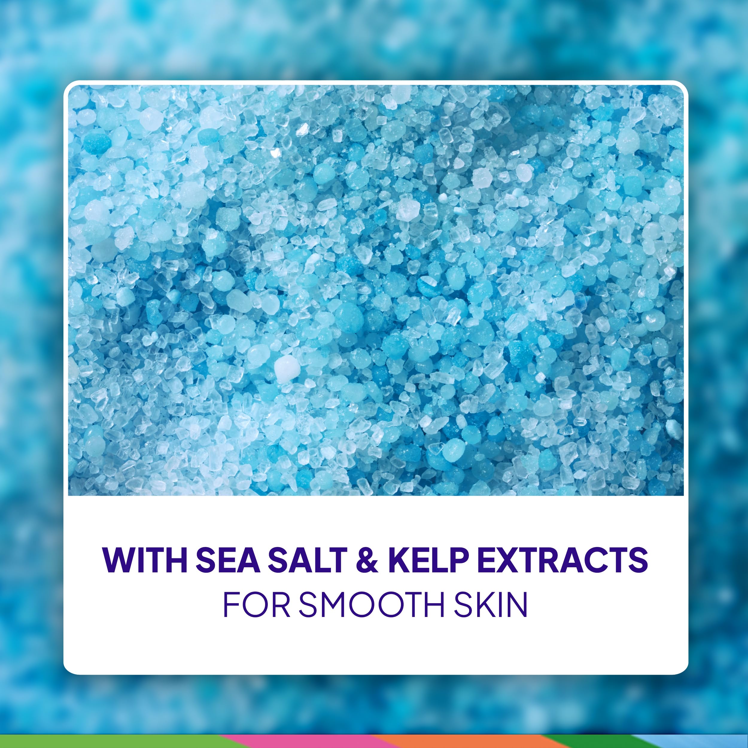 St. Ives Sea Salt & Pacific Kelp exfoliating salt particles close-up emphasizes gentle texture for skin renewal.