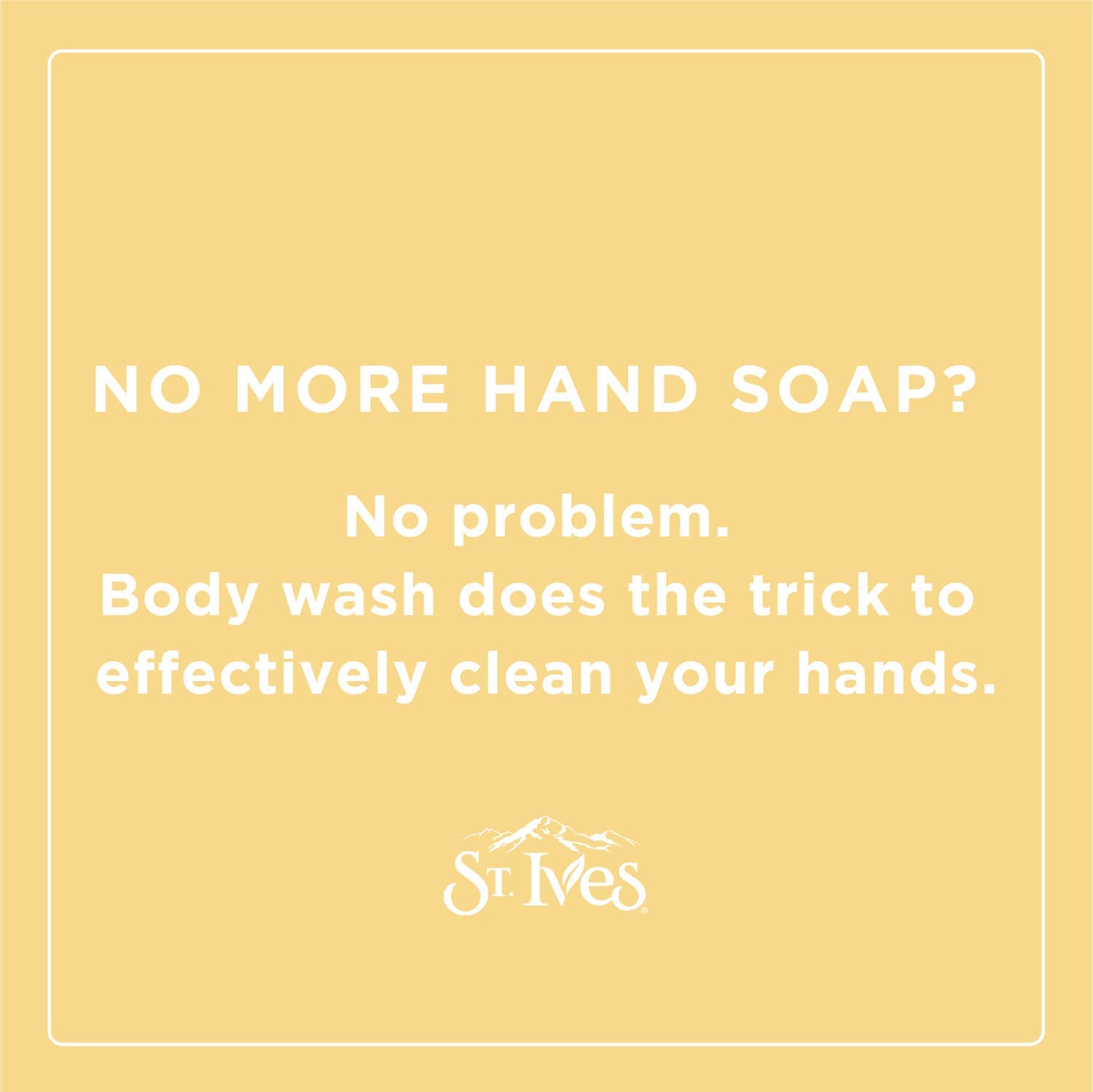St. Ives body wash in shower with water droplets