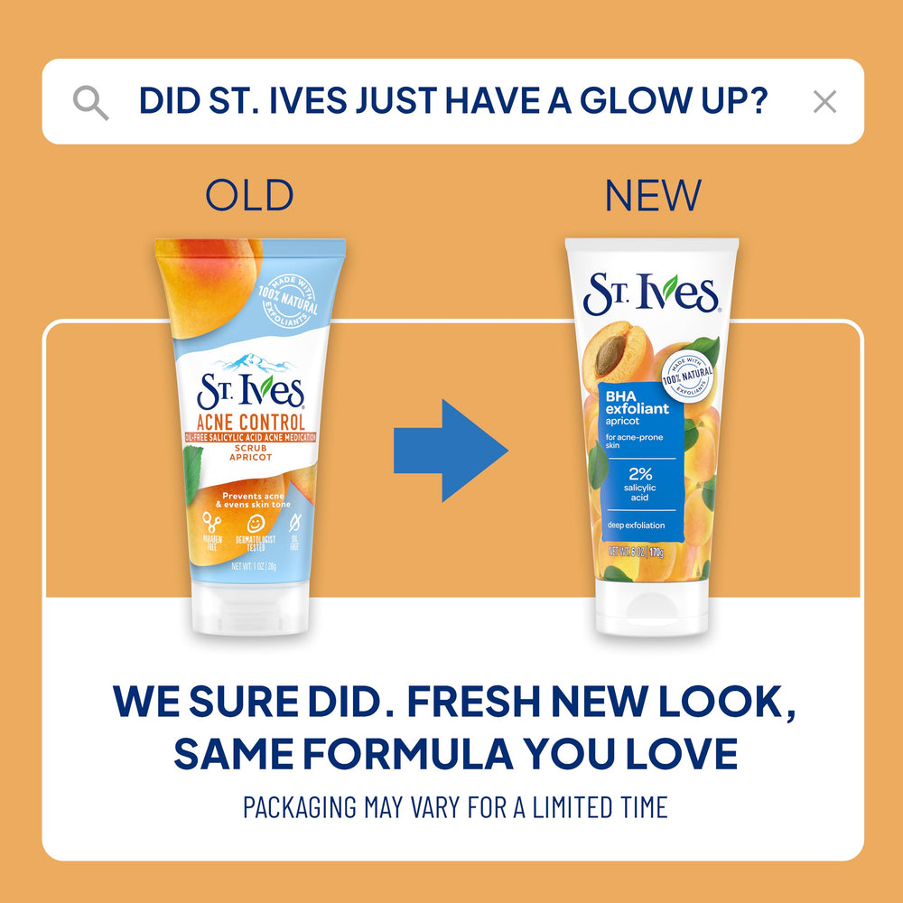 St. Ives walnut-shell exfoliant texture for gentle dead-skin removal