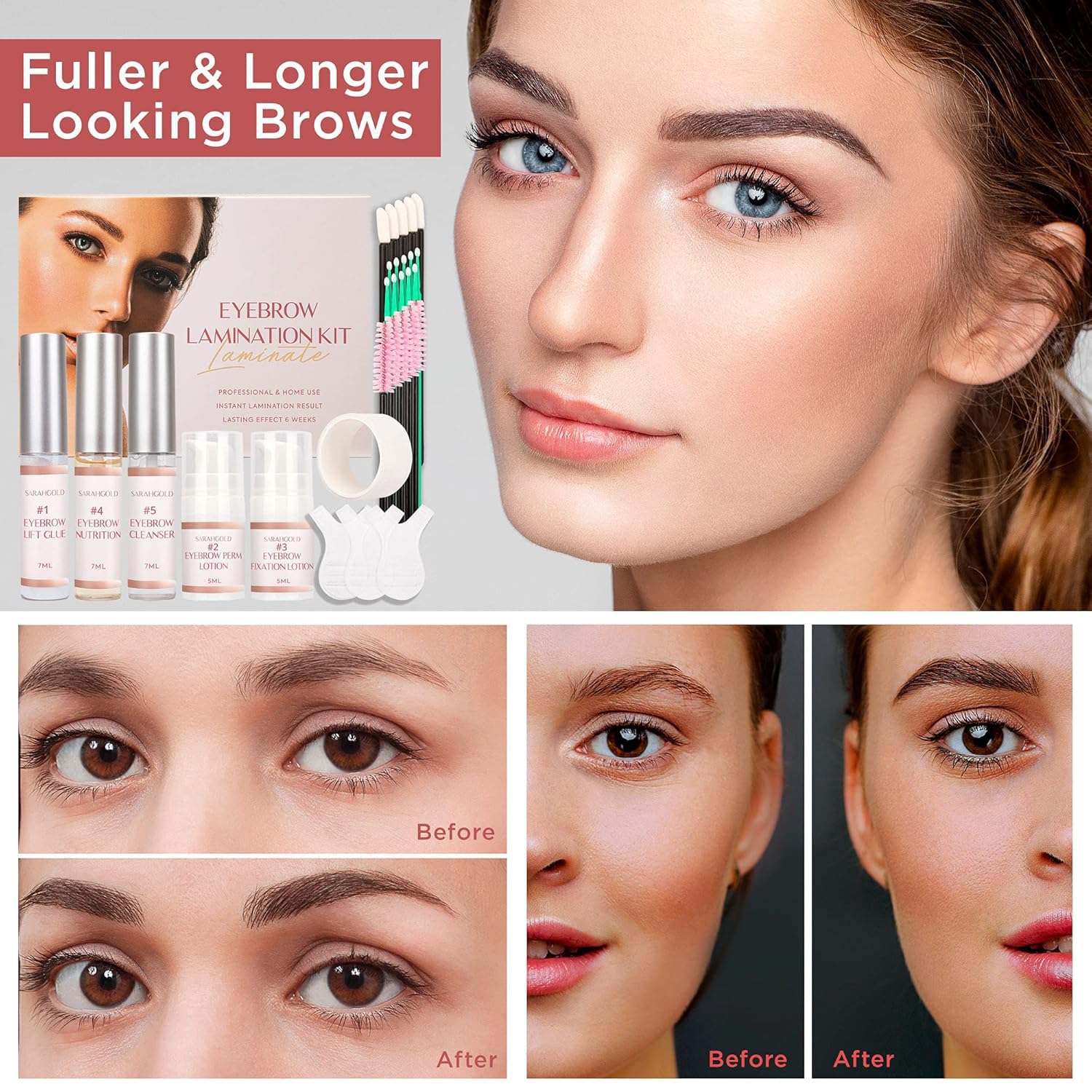 St. Mege brow lamination applying step demonstrates a simple 3-step process.