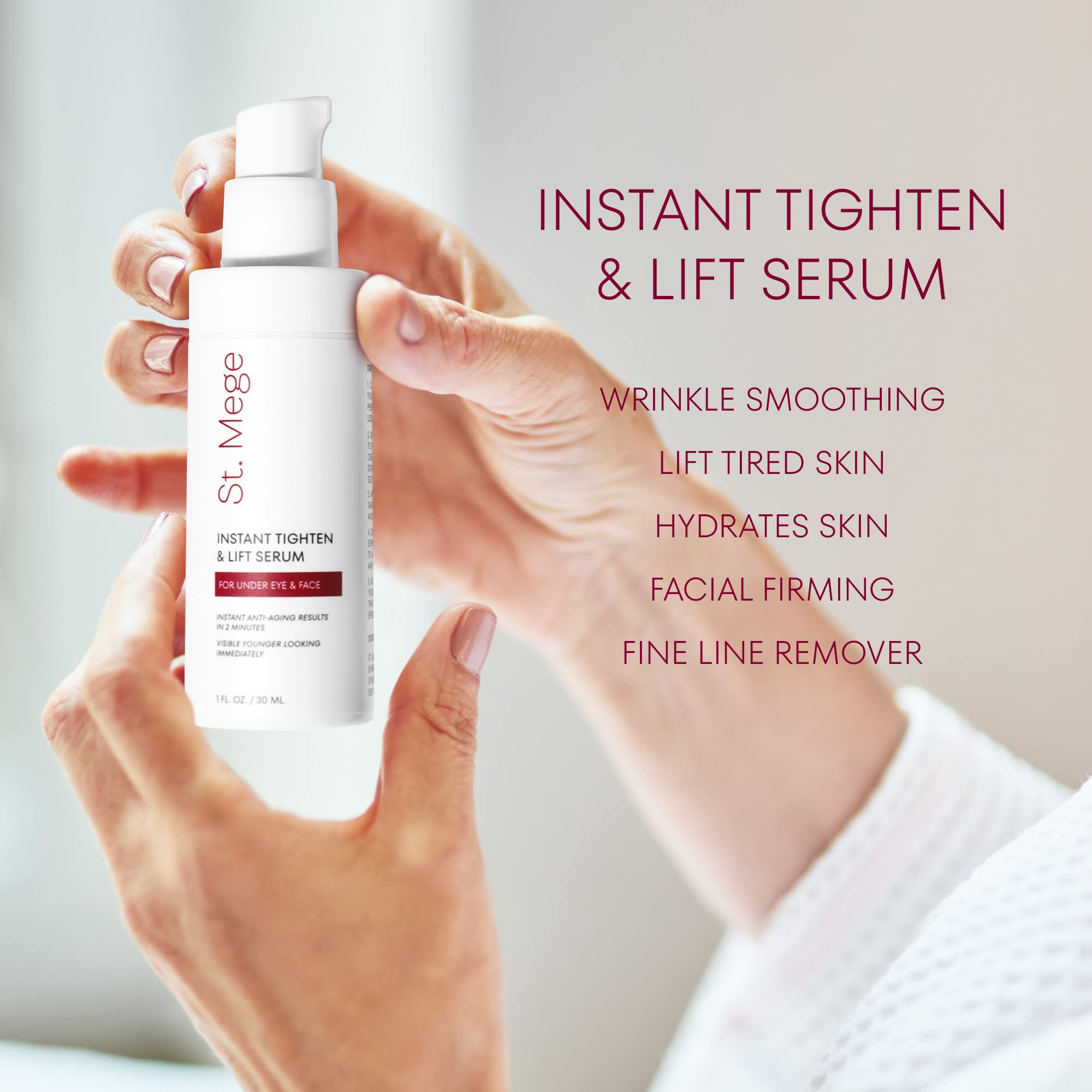 St. Mege Tightening Cream under-eye area with lifted appearance.