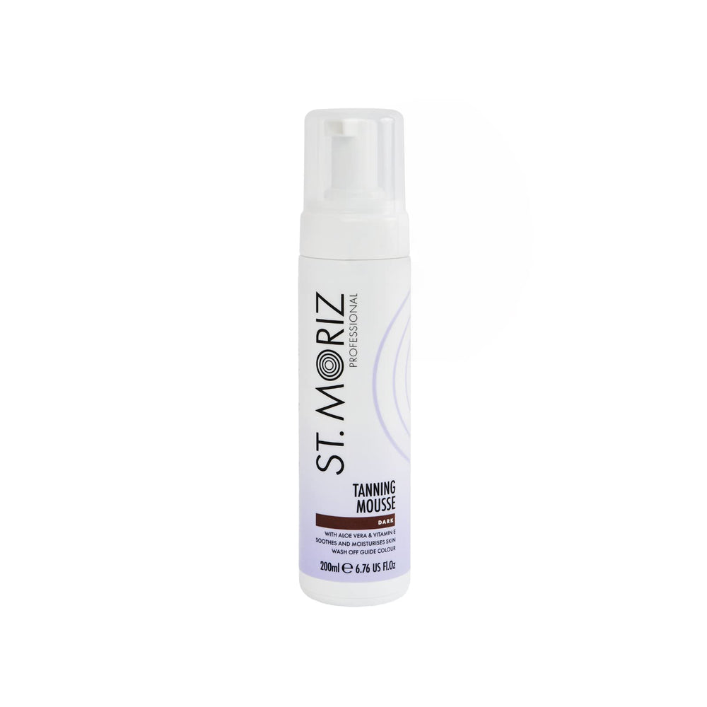 St Moriz Professional Dark Mousse bottle enables quick, natural-looking at-home tan.