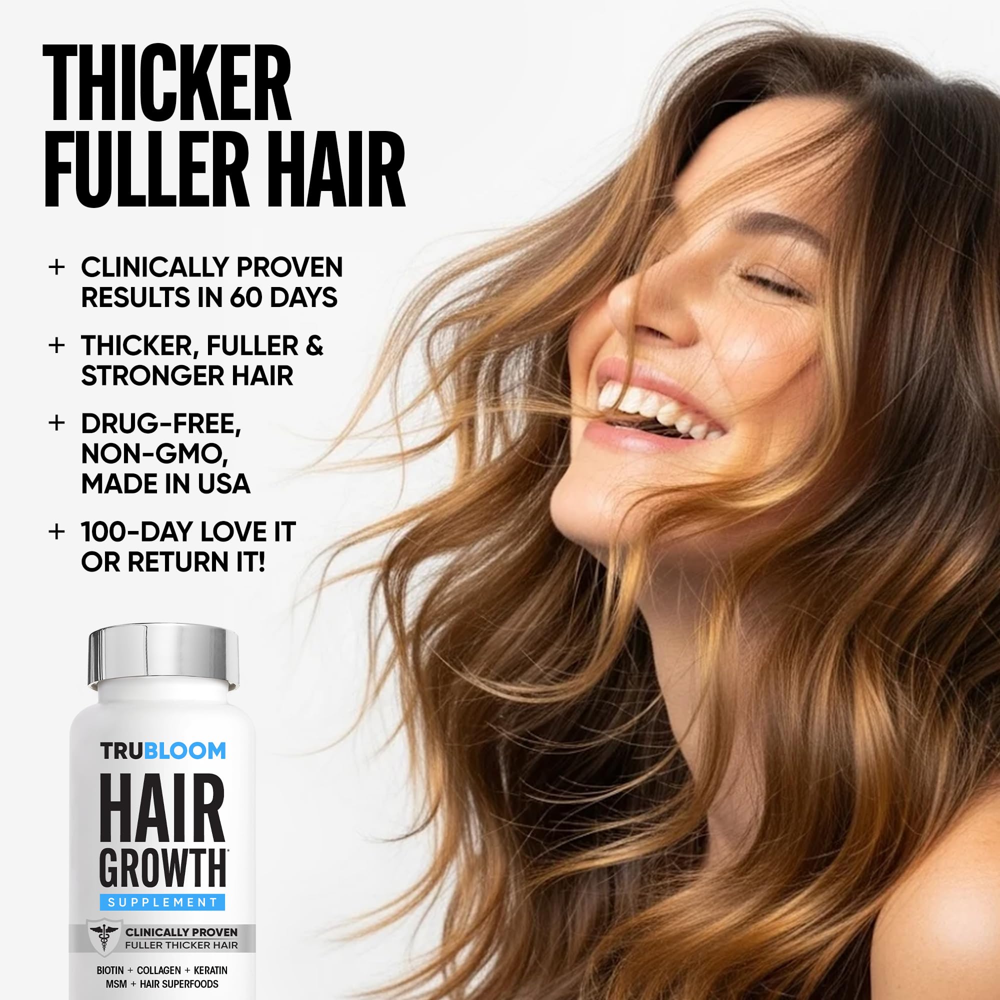 St. Tropica Tru Bloom lifestyle shot suggests fuller hair confidence