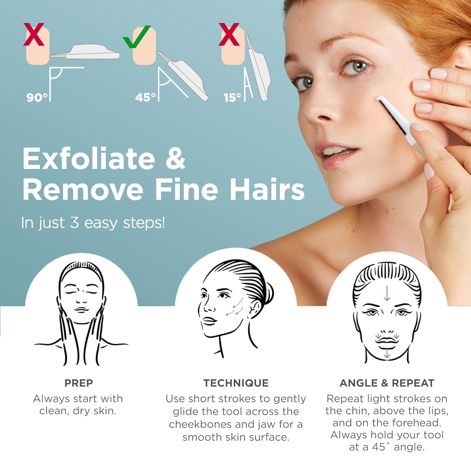 StackedSkincare tool delivers glow and refined finish after peach fuzz removal.