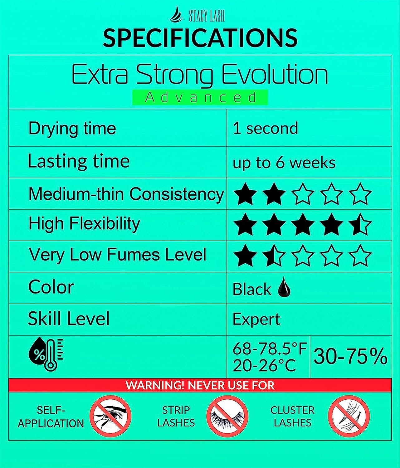 STACY LASH black adhesive blends with extensions for a natural look.