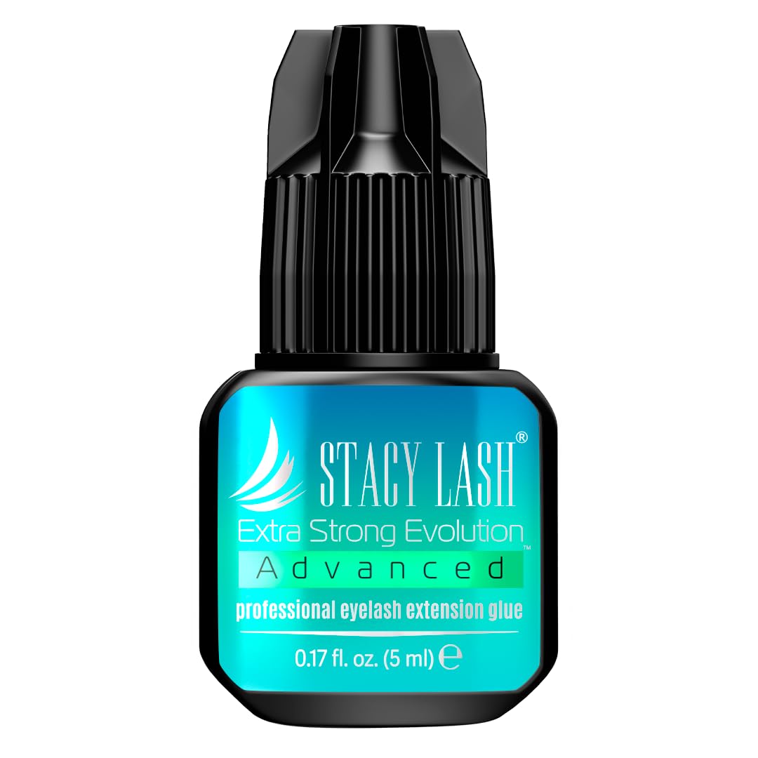 STACY LASH extra-strong evolution glue bottle for fast-drying eyelash extensions.