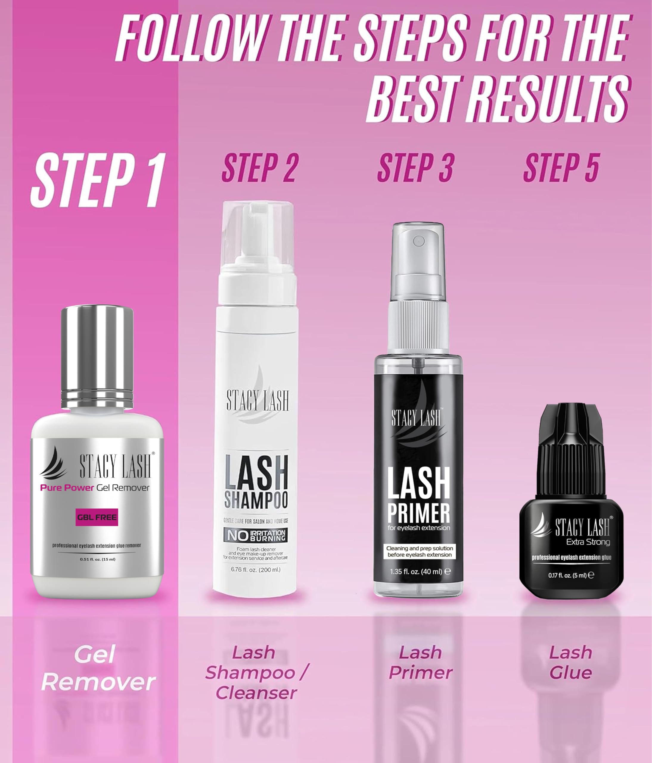 STACY LASH eyelash extension remover 60-seconds-dissolution — fast action dissolves lash glue quickly.