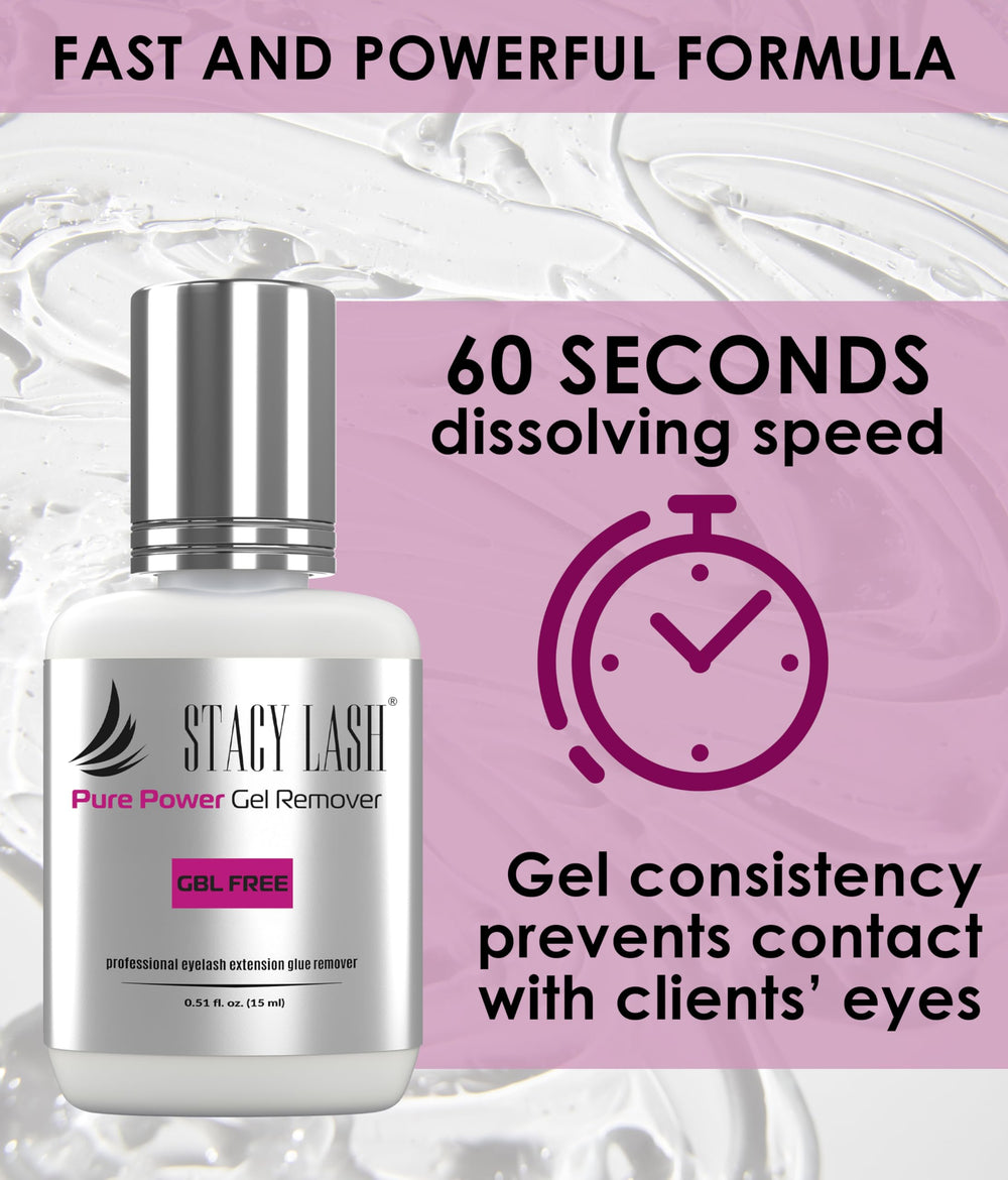 STACY LASH eyelash extension remover gel-texture — clear gel helps prevent spreading during removal.