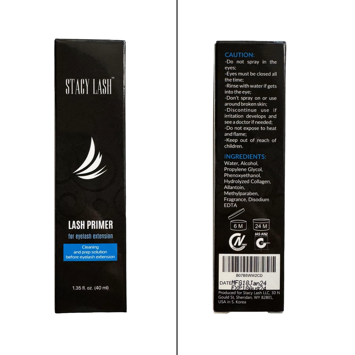 STACY LASH primer demonstrated for long-lasting hold during extensions.