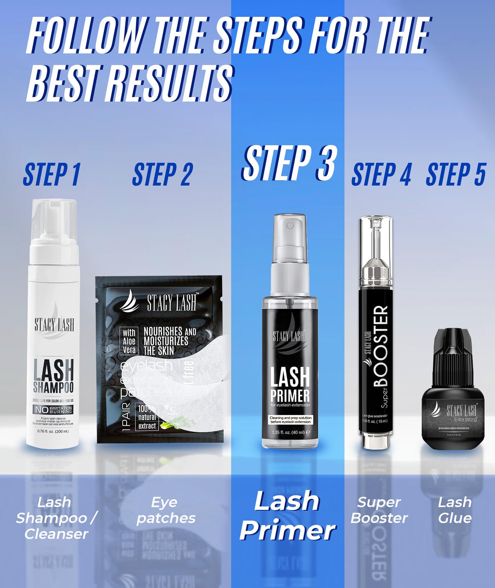 STACY LASH primer in a professional lash supplies kit for reliable results.