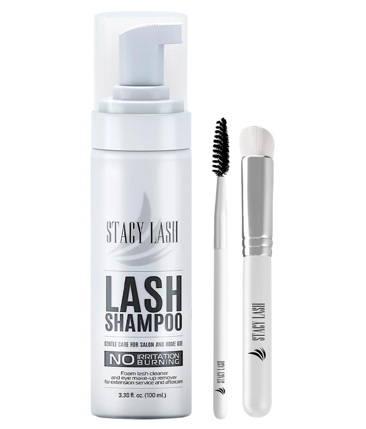 STACY LASH eyelash shampoo bottle with foaming formula for gentle lash cleansing