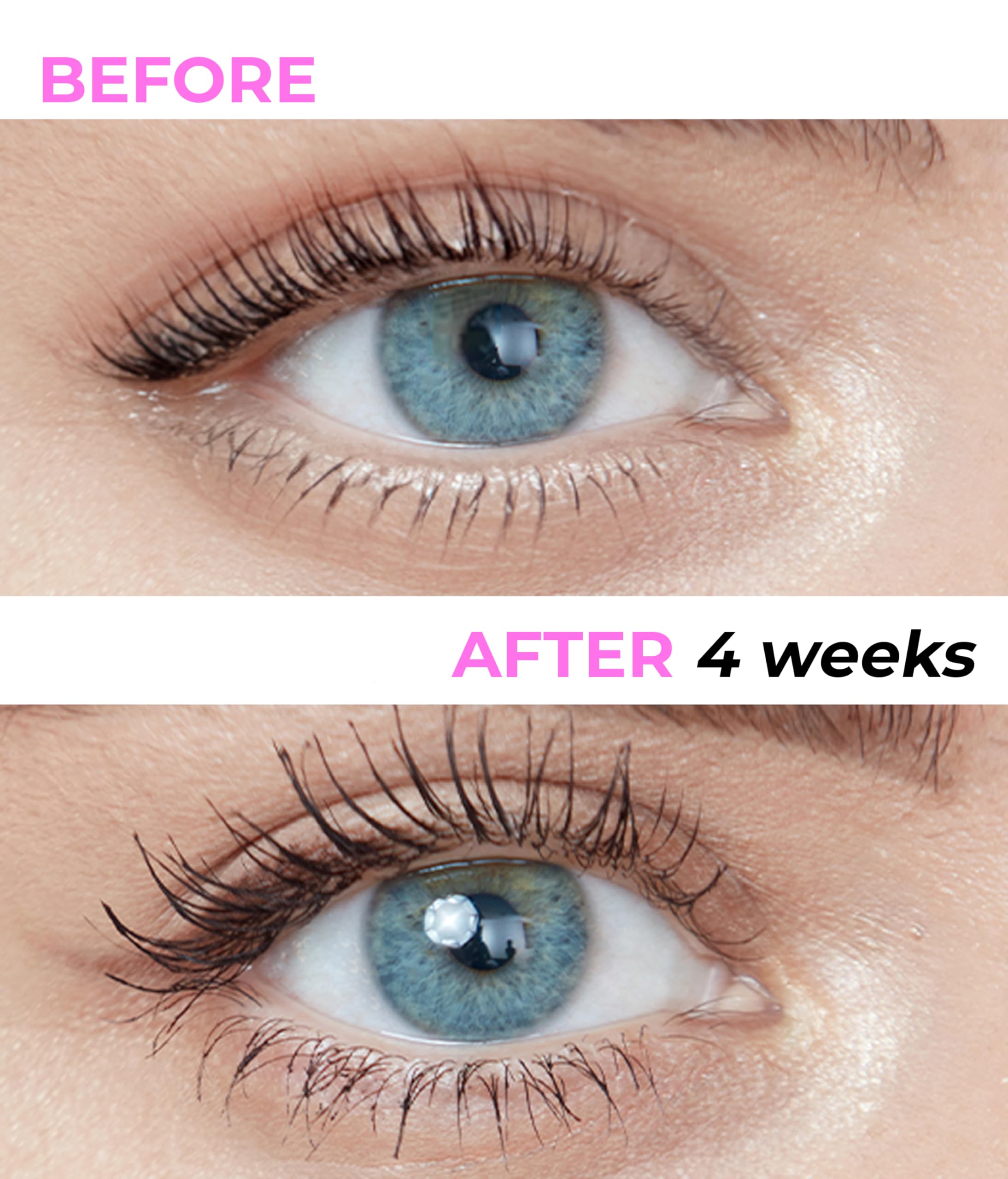 Stacy Lash Growth Serum brush application demonstrating precise lash and brow care