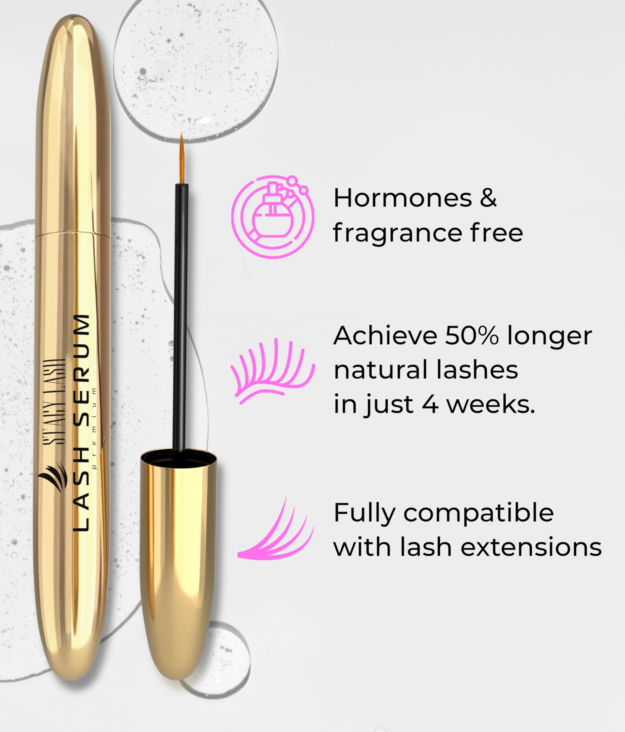 Stacy Lash Growth Serum lashes before after highlighting potential fullness and length