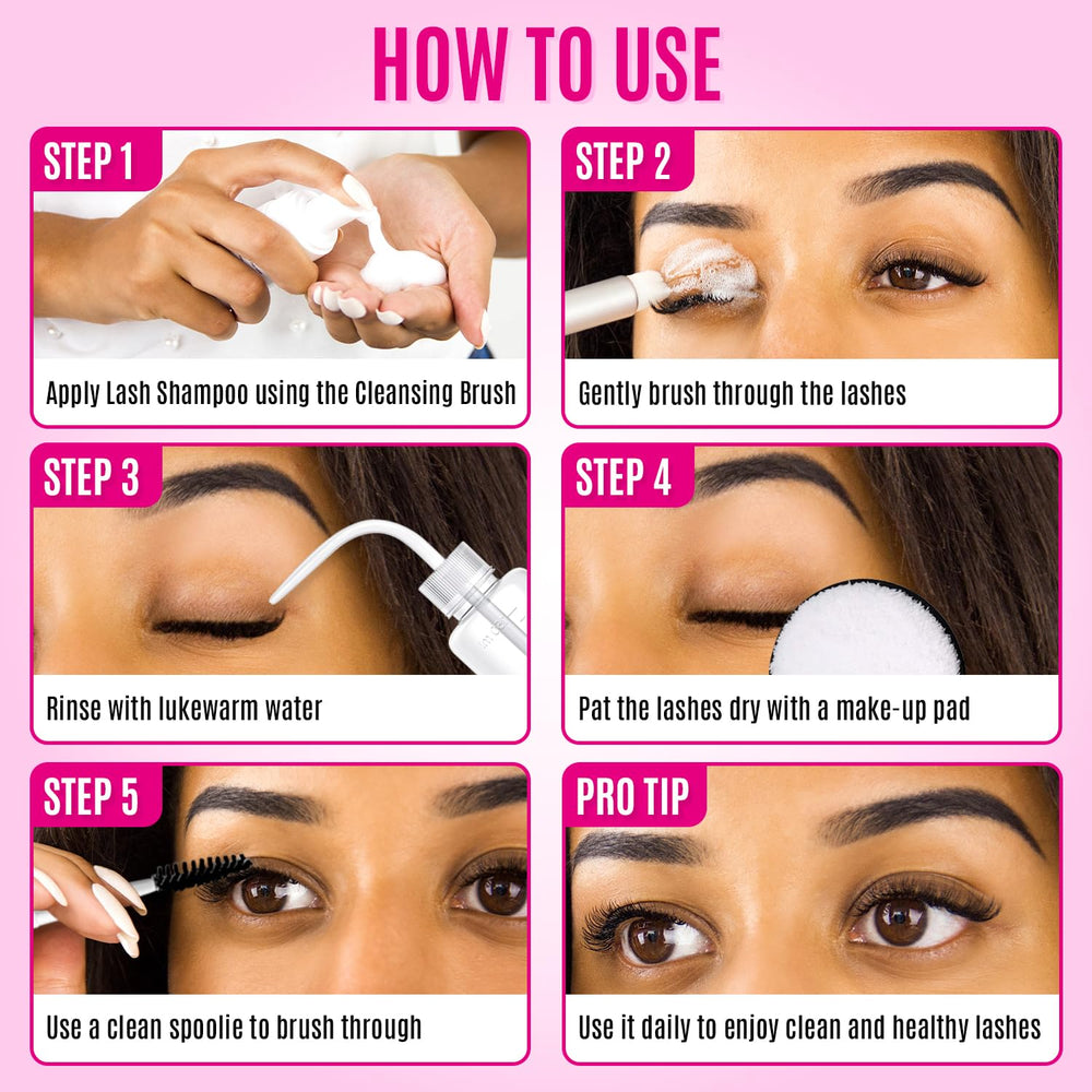 STACY LASH Lash Shampoo Kit, uso diario para limpieza rápida y suave.