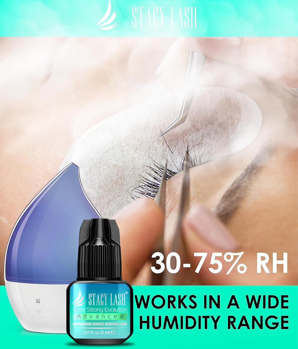 STACY LASH low-fume adhesive improves client comfort during bonding.