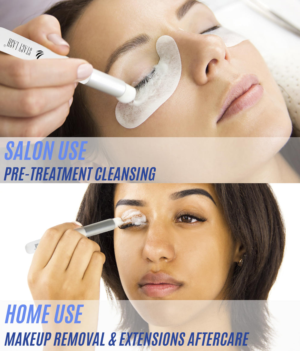 STACY LASH mascara remover foam for gentle makeup removal from lashes.