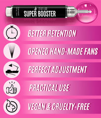 STACY LASH Super Booster dispense view suggests quick adhesive activation