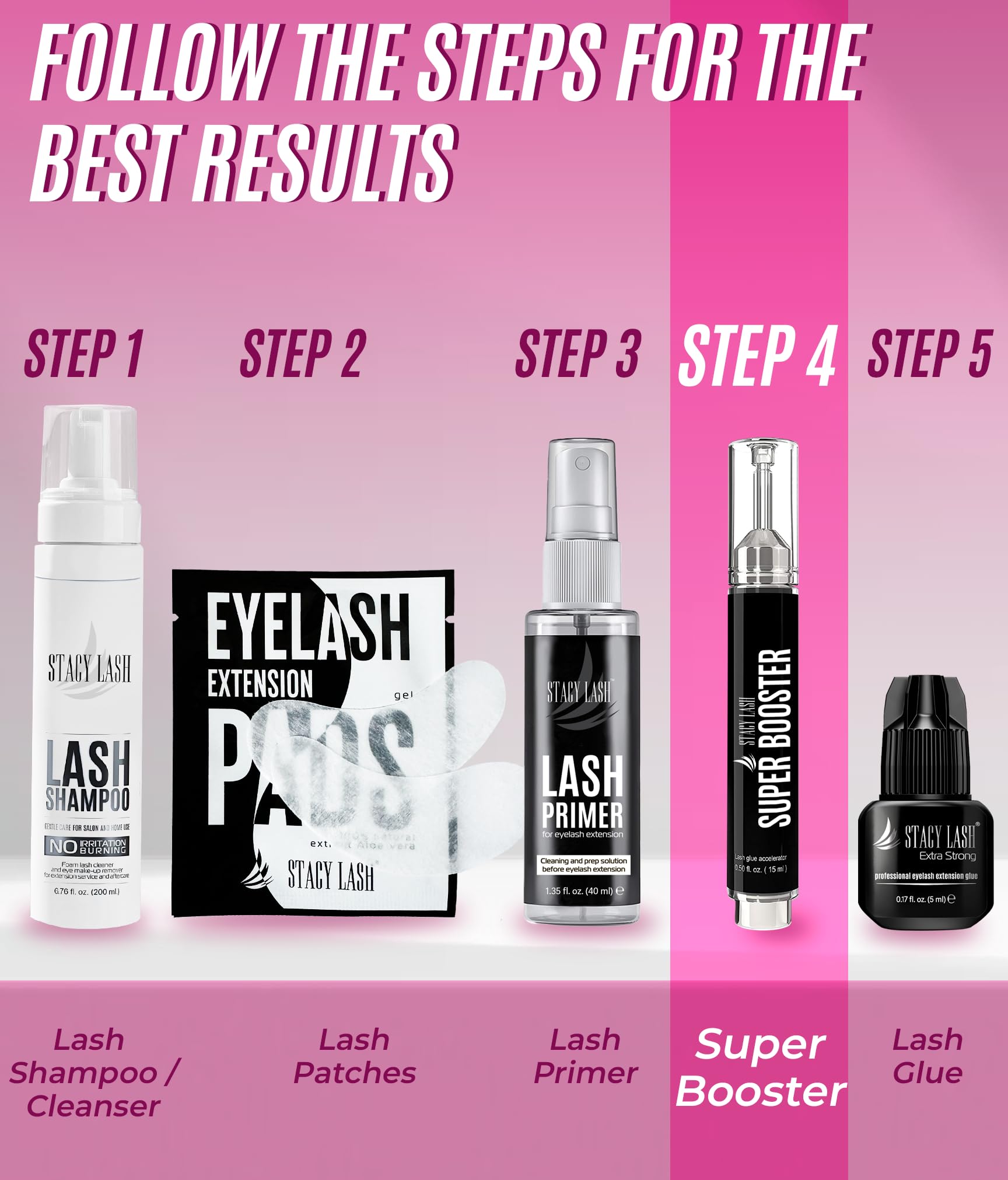 STACY LASH Super Booster lash fans stay open example in action