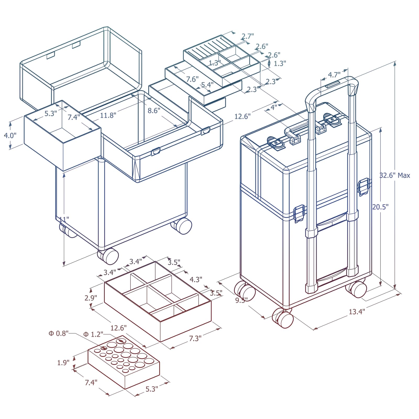 Stagiant bottom storage space fits hair tools and more.