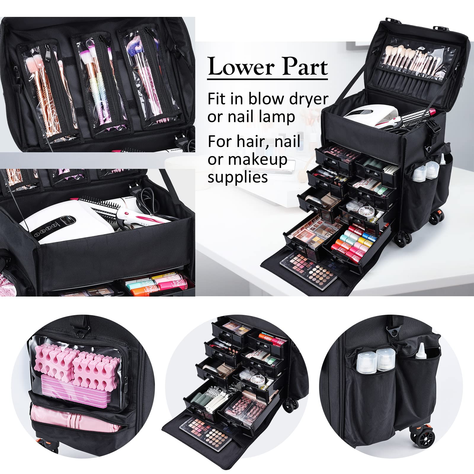 Stagiant-lower-rolling-part-drawer-access provides easy access to tools during travel.