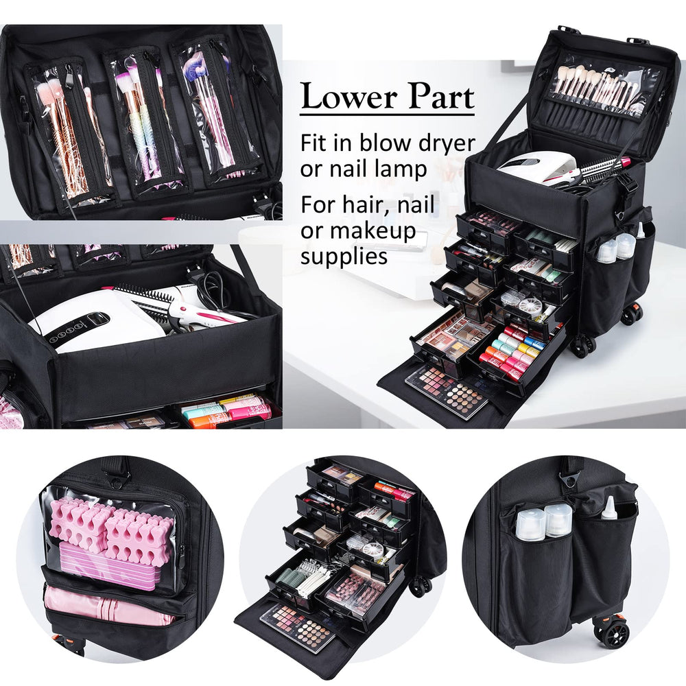 Stagiant-lower-rolling-part-drawer-access provides easy access to tools during travel.