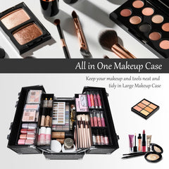 Stagiant four-tray organizer with eight dividers keeps cosmetics neatly sorted during travel.