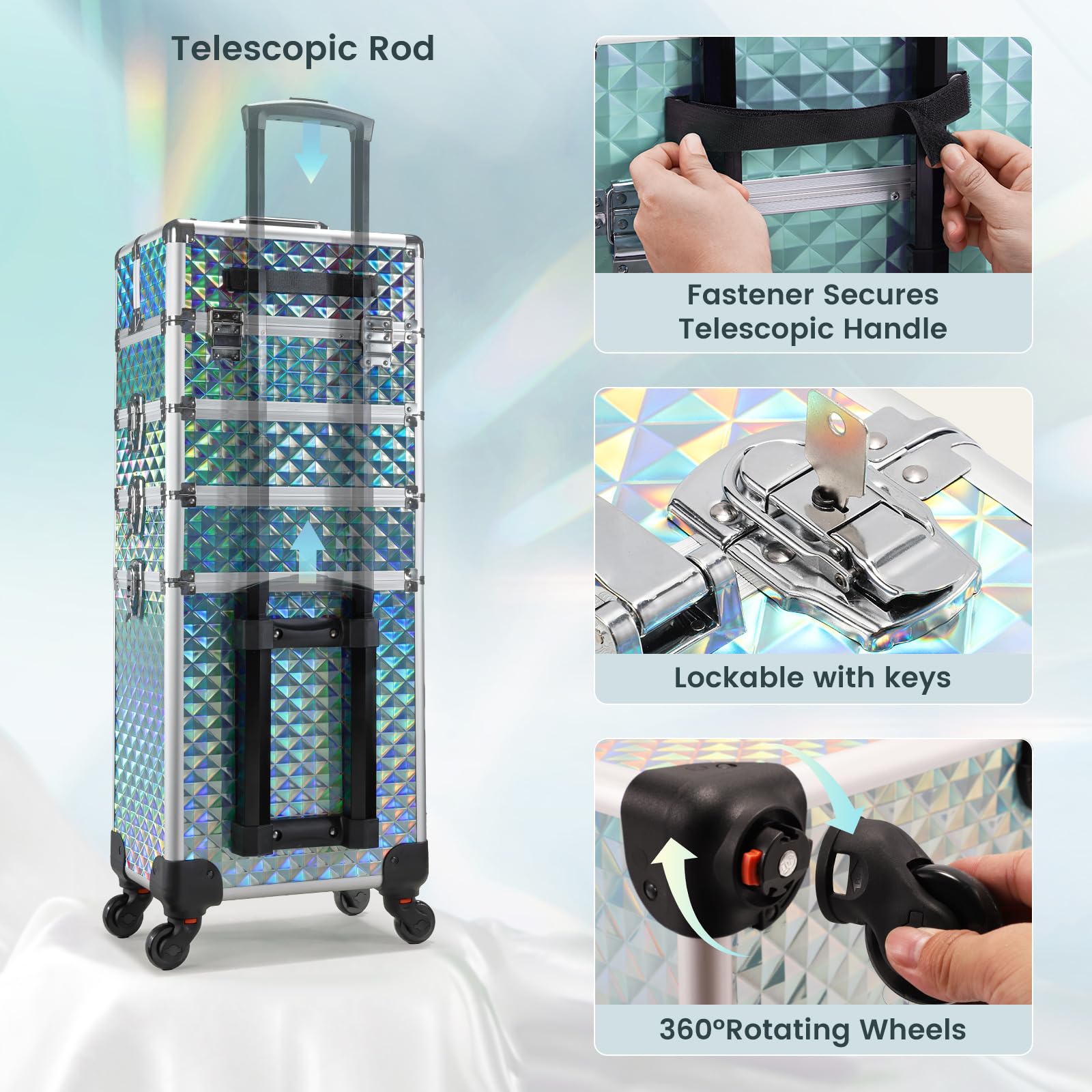 Stagiant rolling-makeup-case-4-in-1-config shows versatile setup for various tasks.