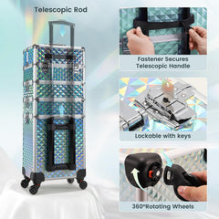 Stagiant rolling-makeup-case-4-in-1-config shows versatile setup for various tasks.