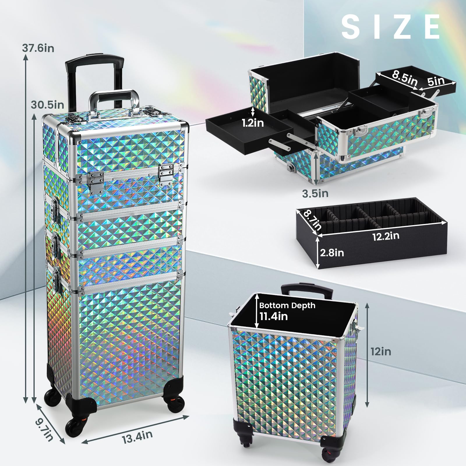 Stagiant-rolling-makeup-case-interior-organized-view emphasizes durable interior organization.