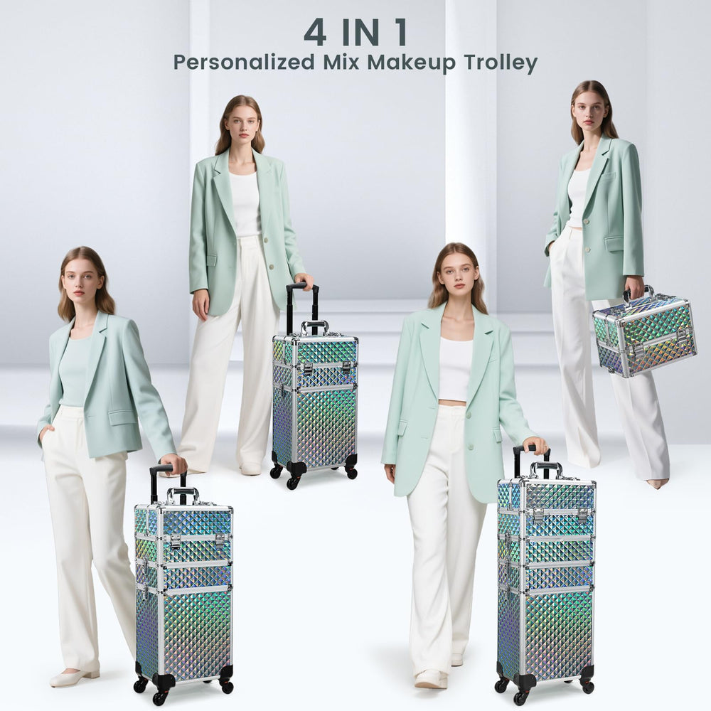Stagiant-rolling-makeup-case-pull-rod-extension captures easy transport in tight spaces.