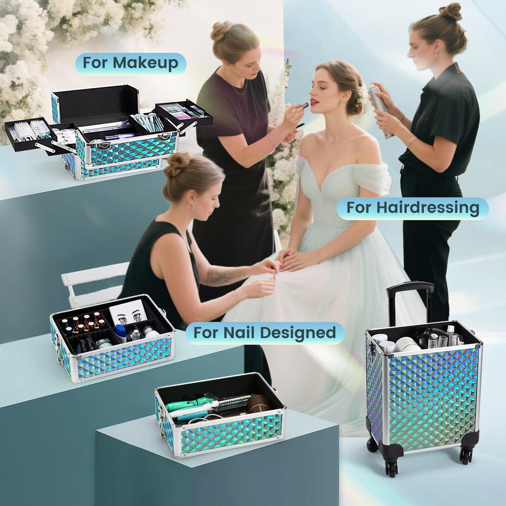 Stagiant rolling-makeup-case-side-view demonstrates compact storage for on-the-go gigs.