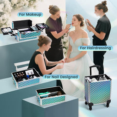 Stagiant rolling-makeup-case-side-view demonstrates compact storage for on-the-go gigs.