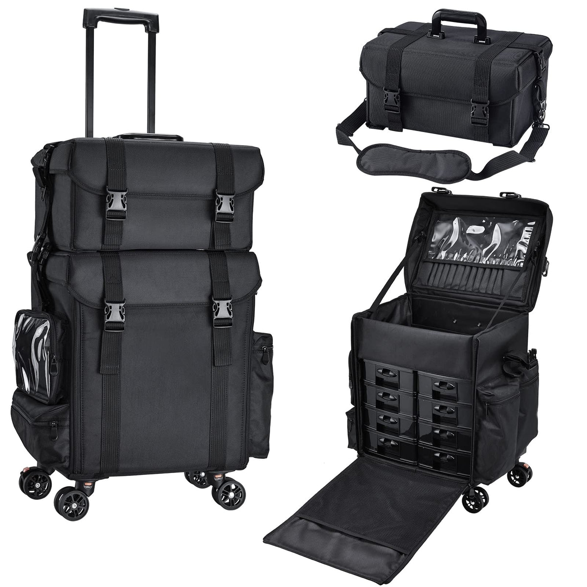 Stagiant rolling-makeup-case-soft-sided enables portable organization for on-the-go makeup artists.
