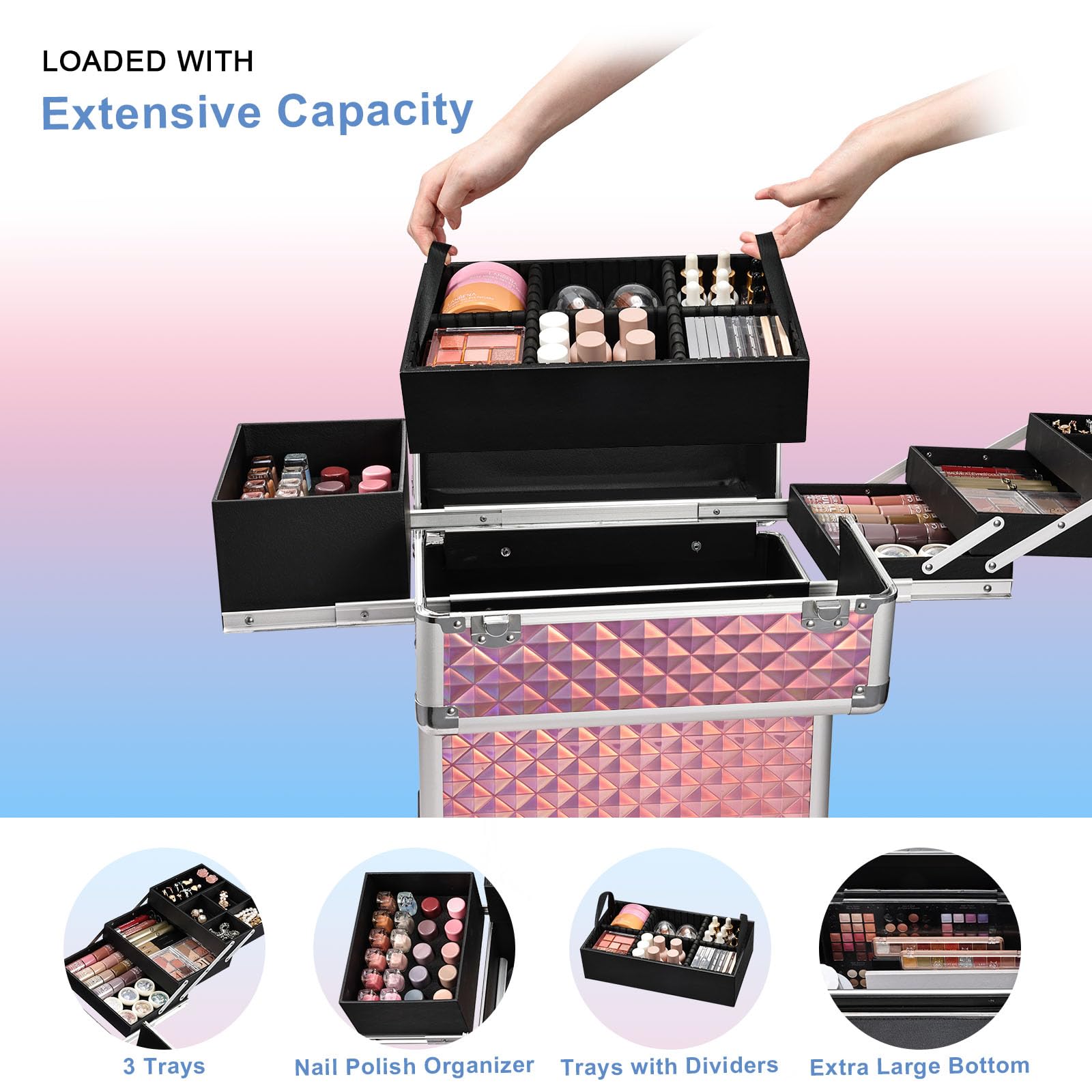 Stagiant travel cosmetic suitcase wheels enable smooth, effortless transport.