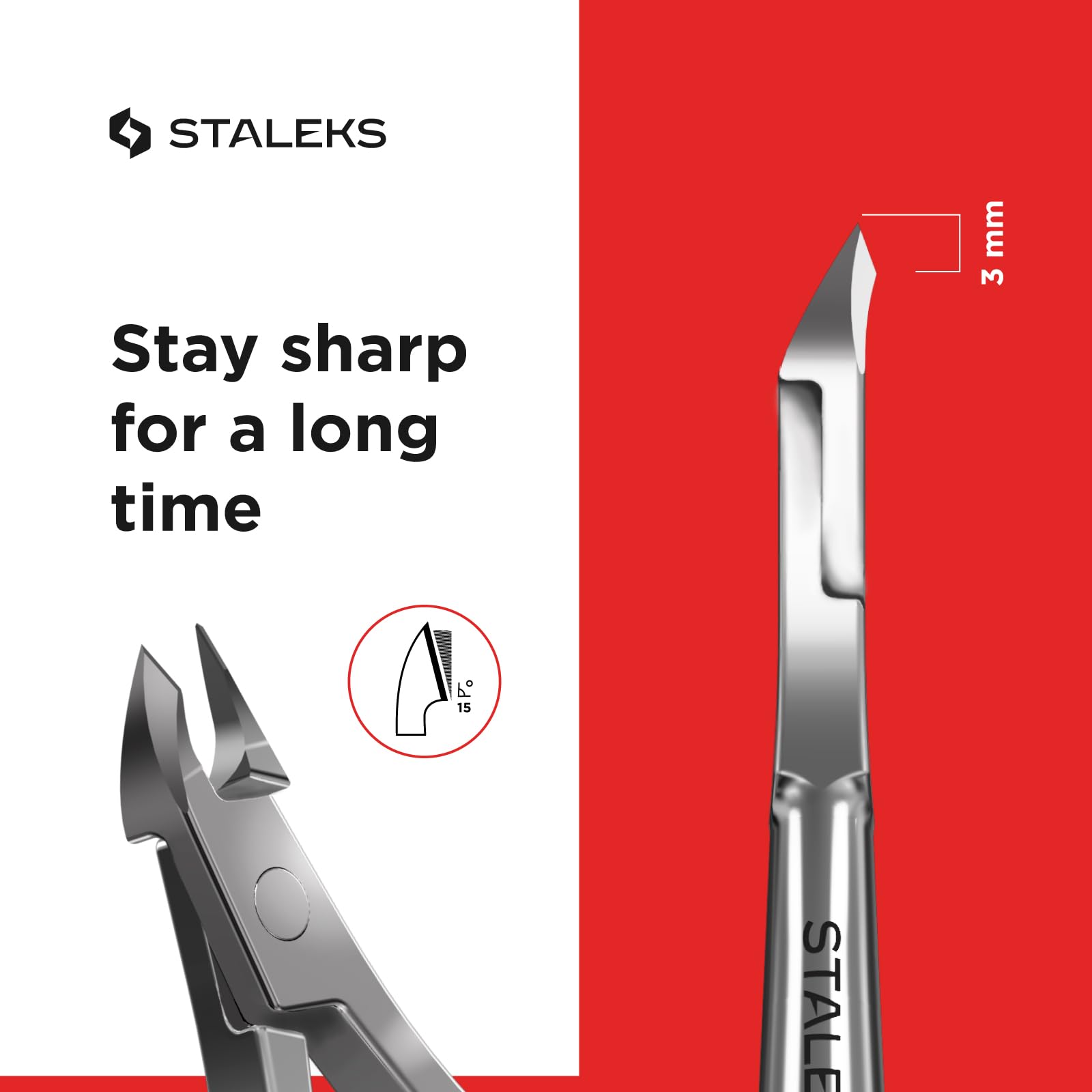 Staleks CLASSIC 12 cuticle trimming action close-up for clean, tear-free cuts