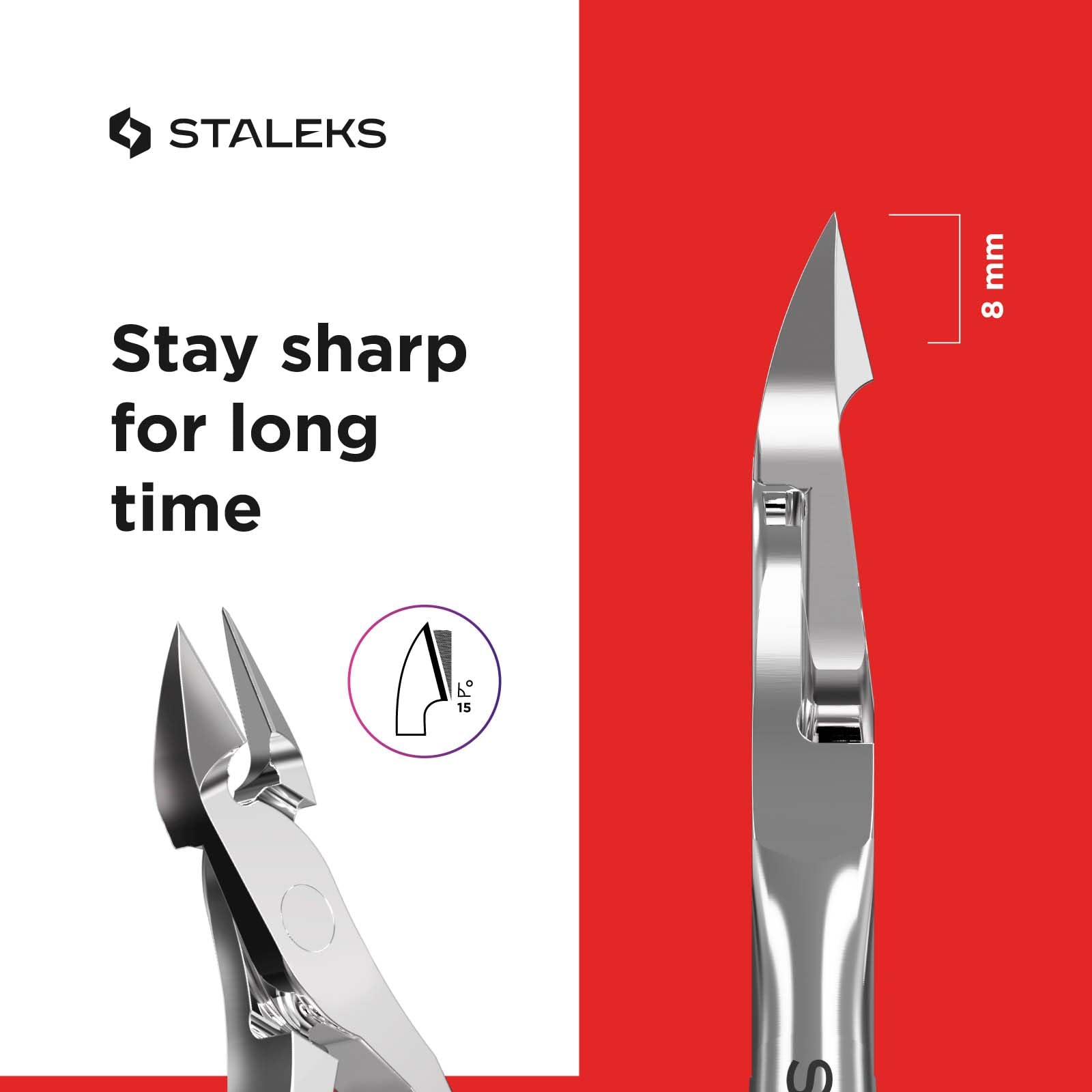 Staleks Classic Cuticle Nippers in a manicure setup for neat grooming.