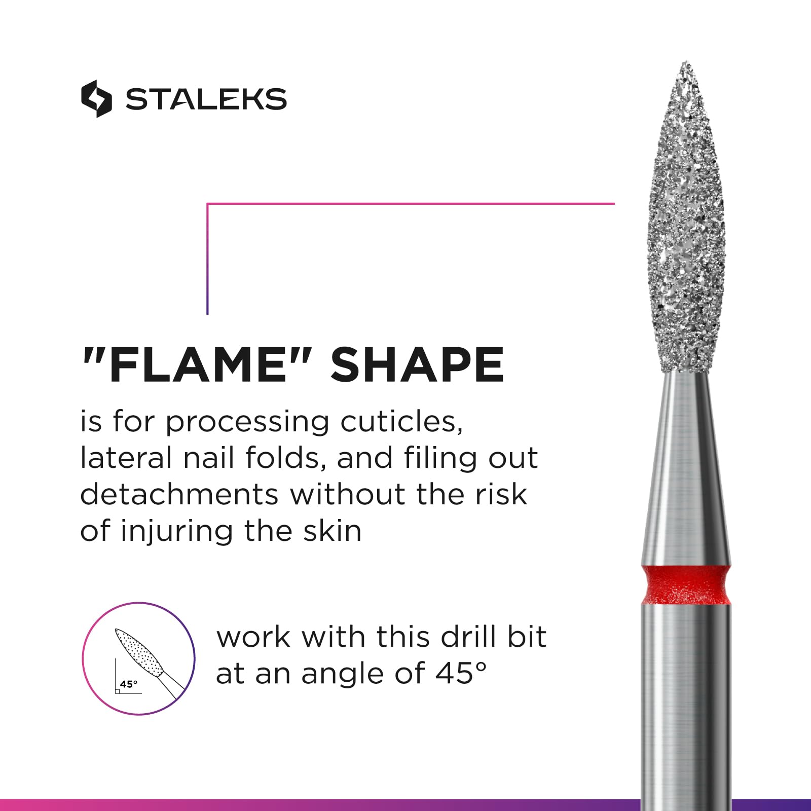 Staleks Pro Diamond coating provides durable wear during shaping and rhinestone recess drilling.