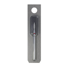 Staleks Pro Diamond drill bit in flame red ideal for cuticle shaping and safe surface prep.