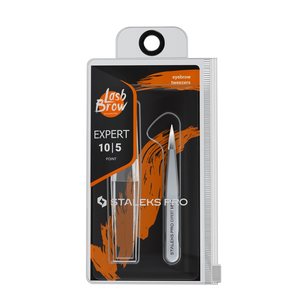 Staleks Pro Expert 10 eyebrow tweezers ingrown-hair-removal closeup for targeted brow care.