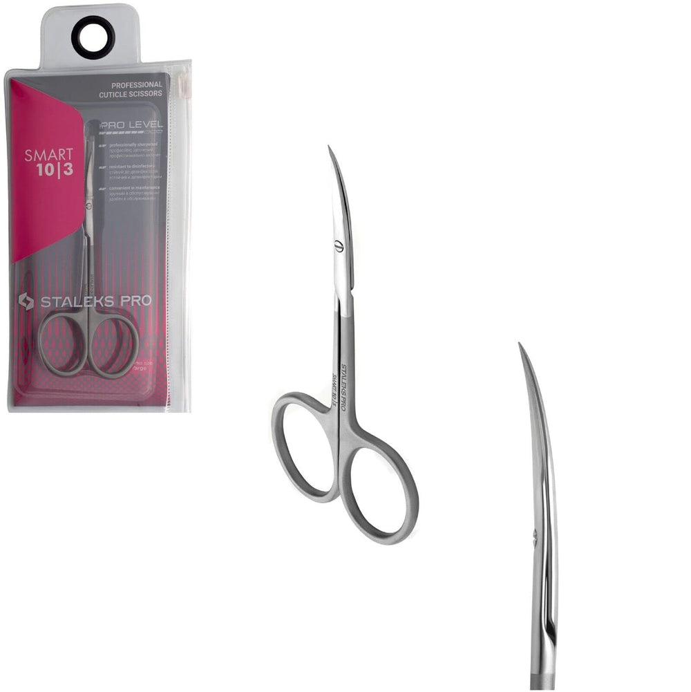 Staleks Pro Smart 10 Type 3 cuticle scissors with straight elongated handles for precise cuticle work