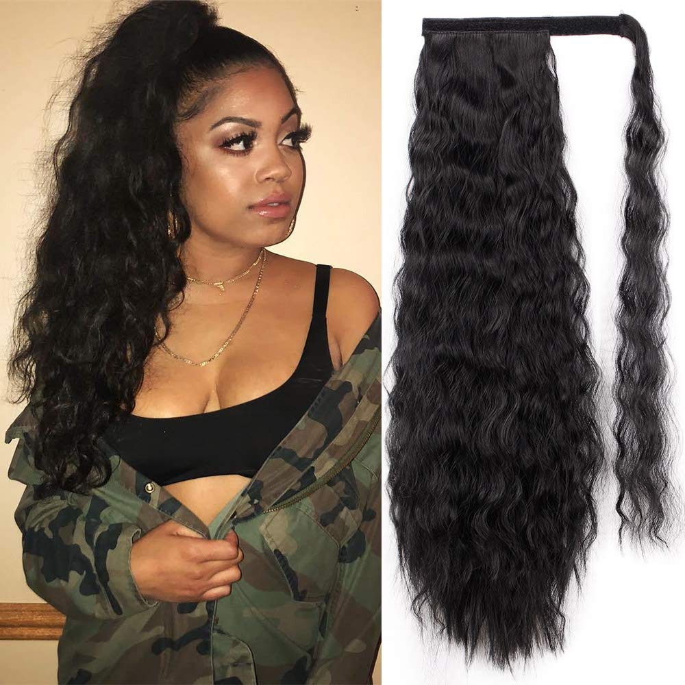 Stamped Glorious long corn-wave ponytail clip for natural volume and secure hold.