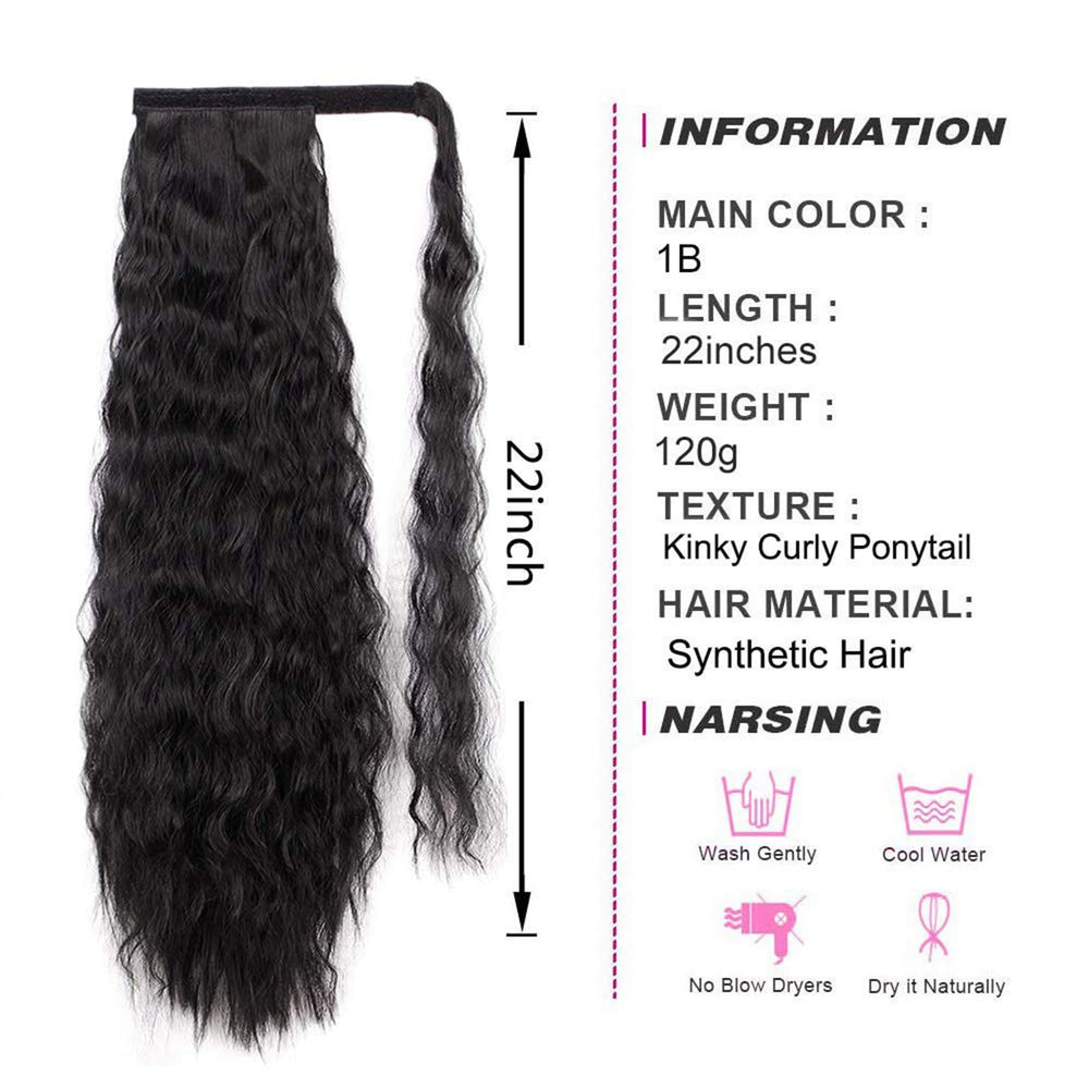 Stamped Glorious wraparound ponytail Velcro for fast, damage-free styling.