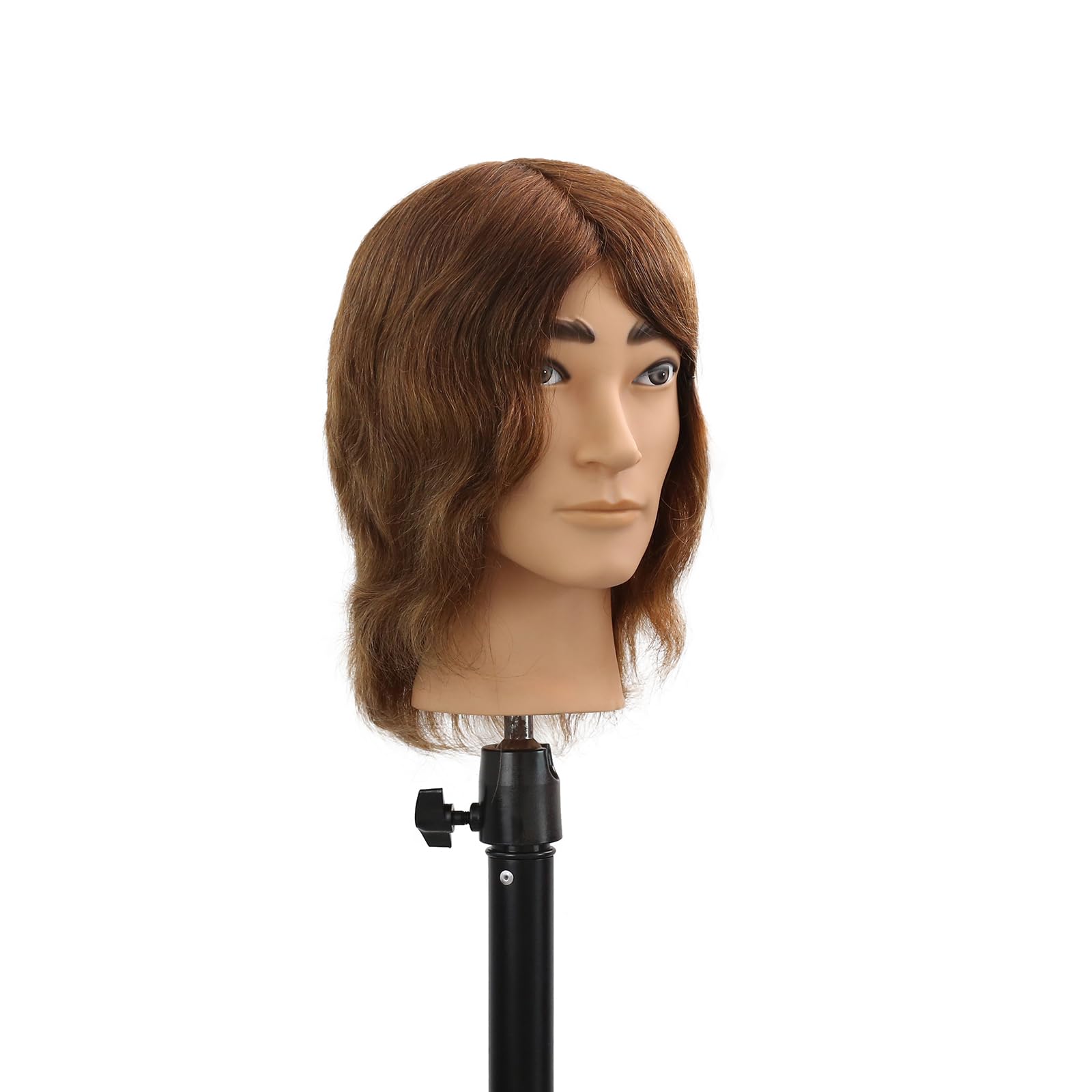 Stancia Barber Mannequin Head color dark brown realism for dyeing and shading practice.