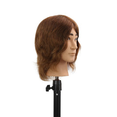 Stancia Barber Mannequin Head real hair closeup shows natural texture for practice.