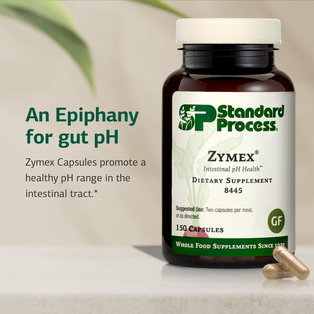 Standard Process Zymex bottle pour demonstrates easy, convenient daily intake option.