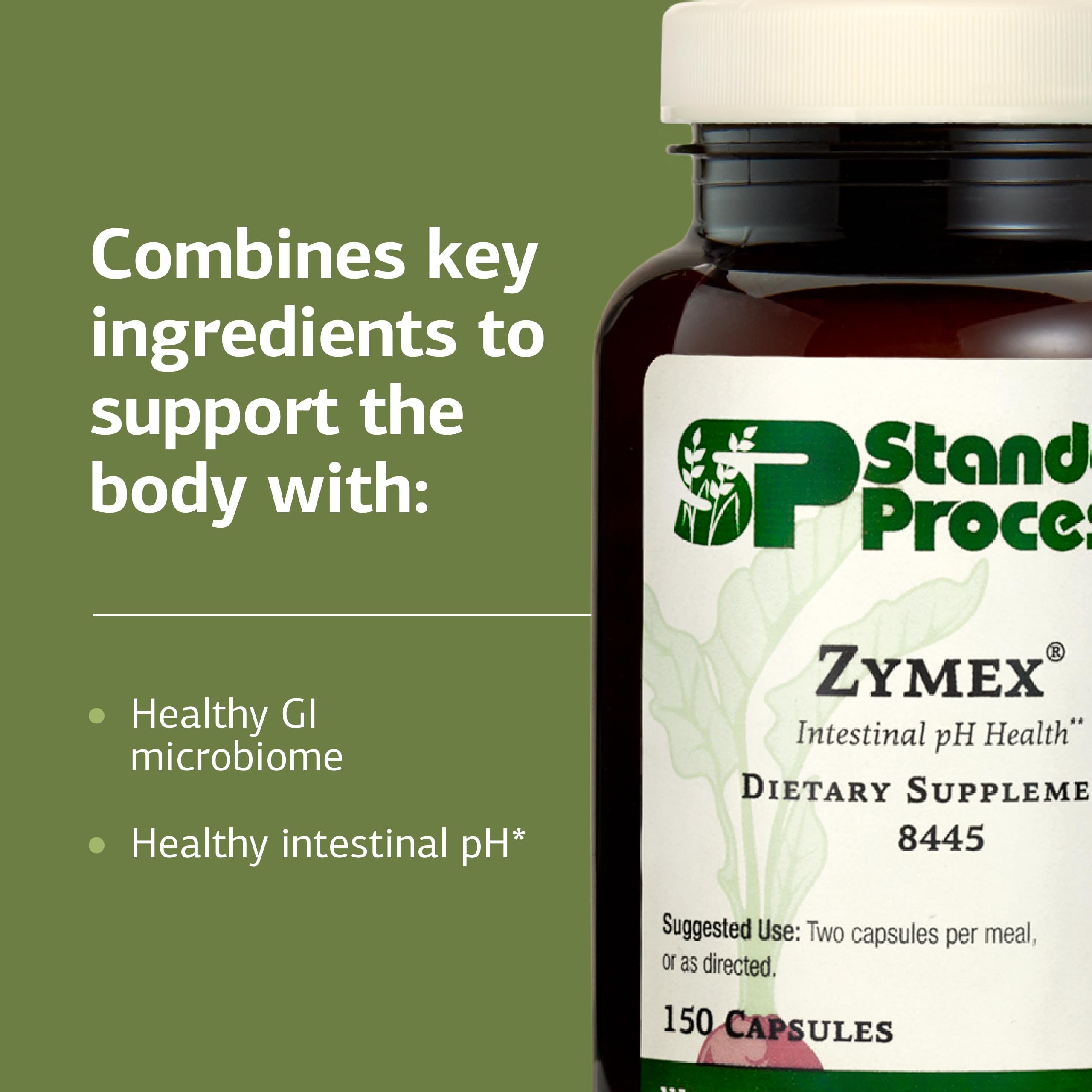 Standard Process Zymex rice bran image suggests fiber-rich support for gut environment.