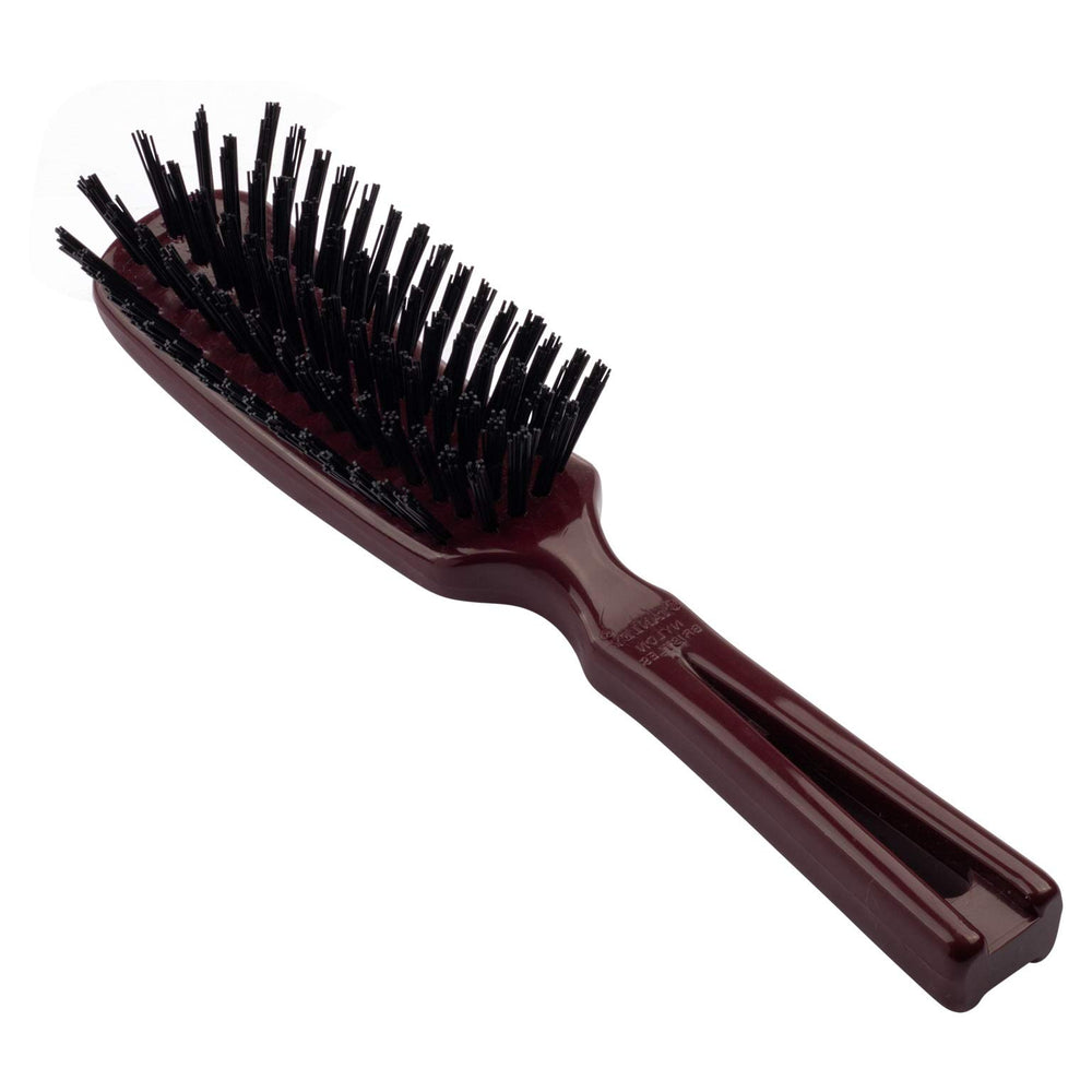 Stanley Commander hairbrush mulberry finish detangles smoothly with firm nylon bristles.