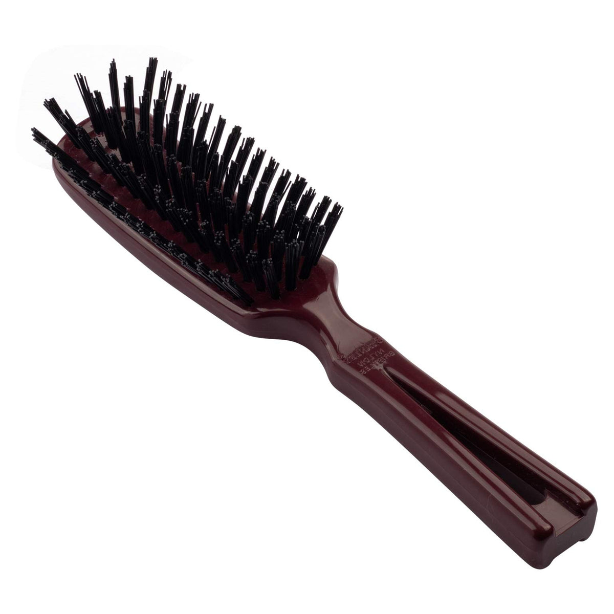 Stanley Commander hairbrush mulberry finish detangles smoothly with firm nylon bristles.
